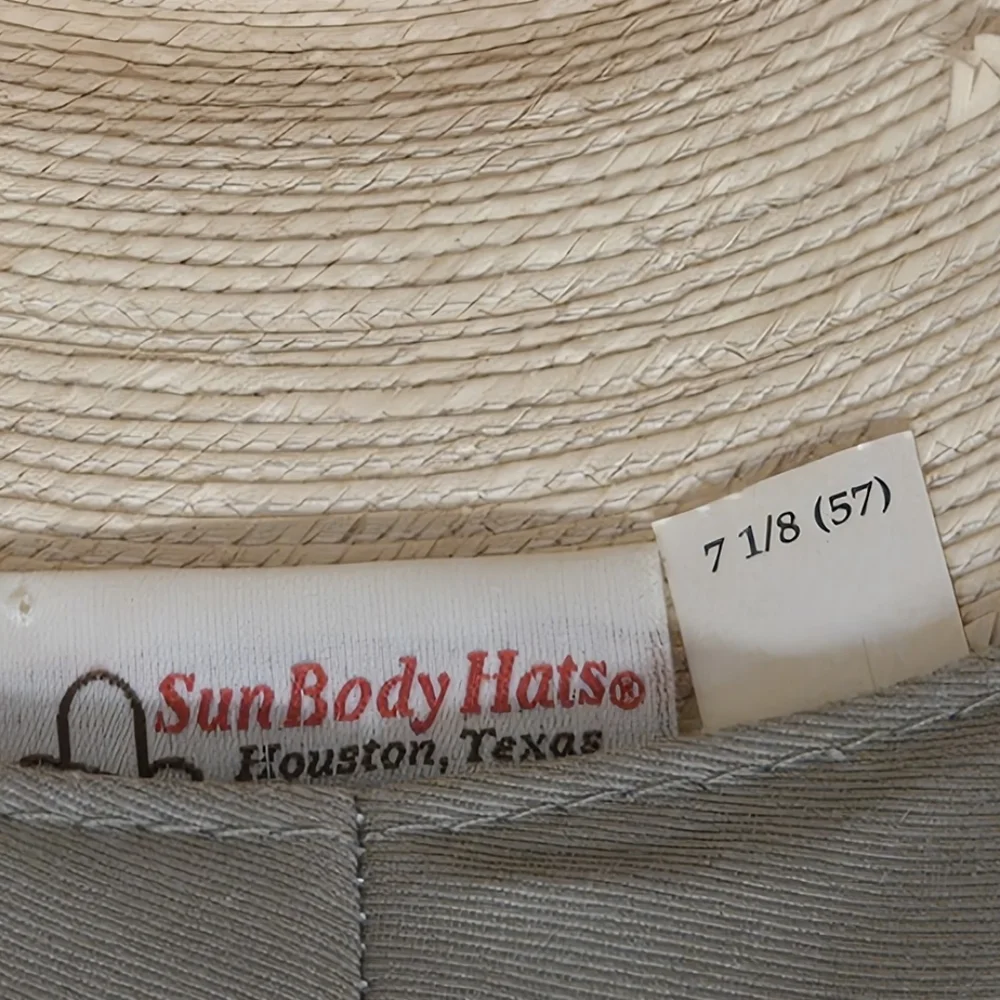Sun Body Hat Houston Texas Handcrafted Palm Straw Havana Hat 7 1/8‎ ( 57 )